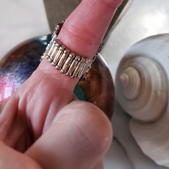 Silver Tone and Black Jewels Stretch Band Ring 💥3 for $24💥 - Picture 9 of 14